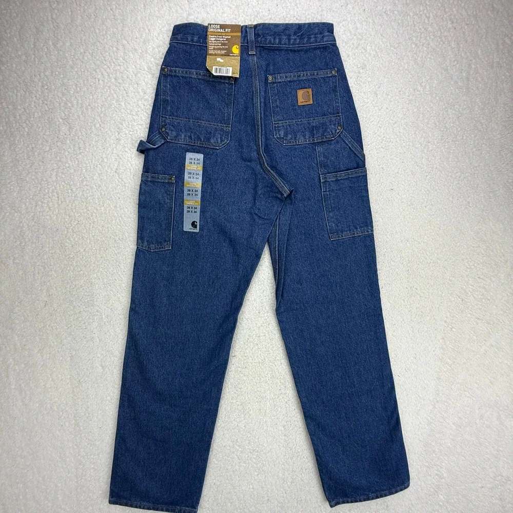 Carhartt Double Front Washed Logger Dungaree Jeans B73 DST Darkstone 28x34 NWT